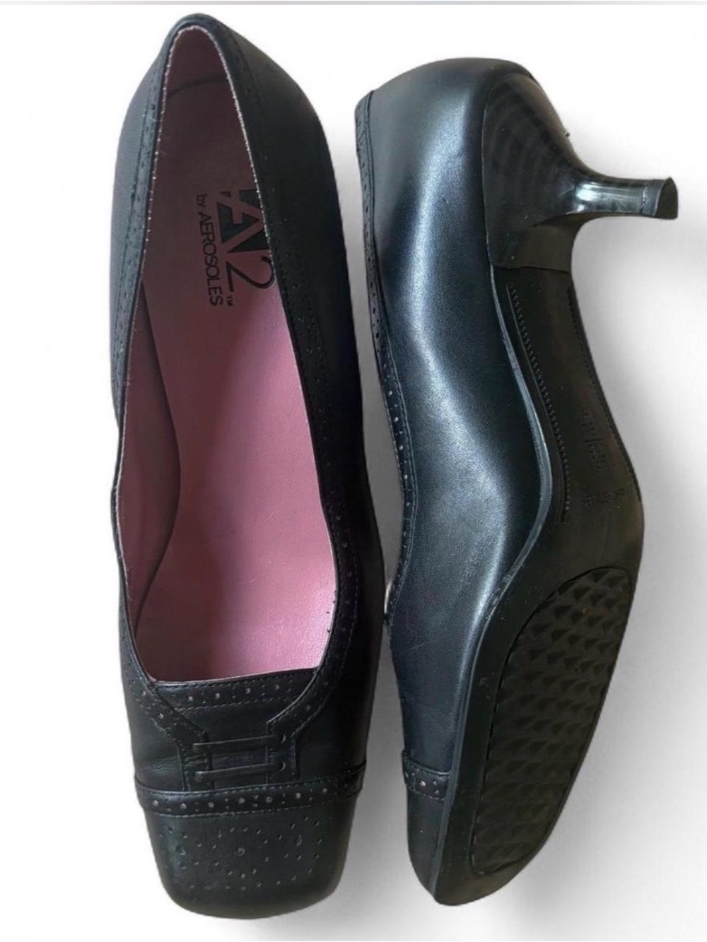 A2 by Aerosoles Black Vintage-Style Heeled Loafers / Pumps Sz 7.5